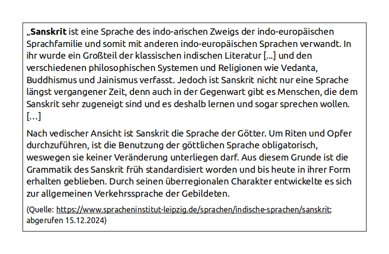Stichwort Sanskrit